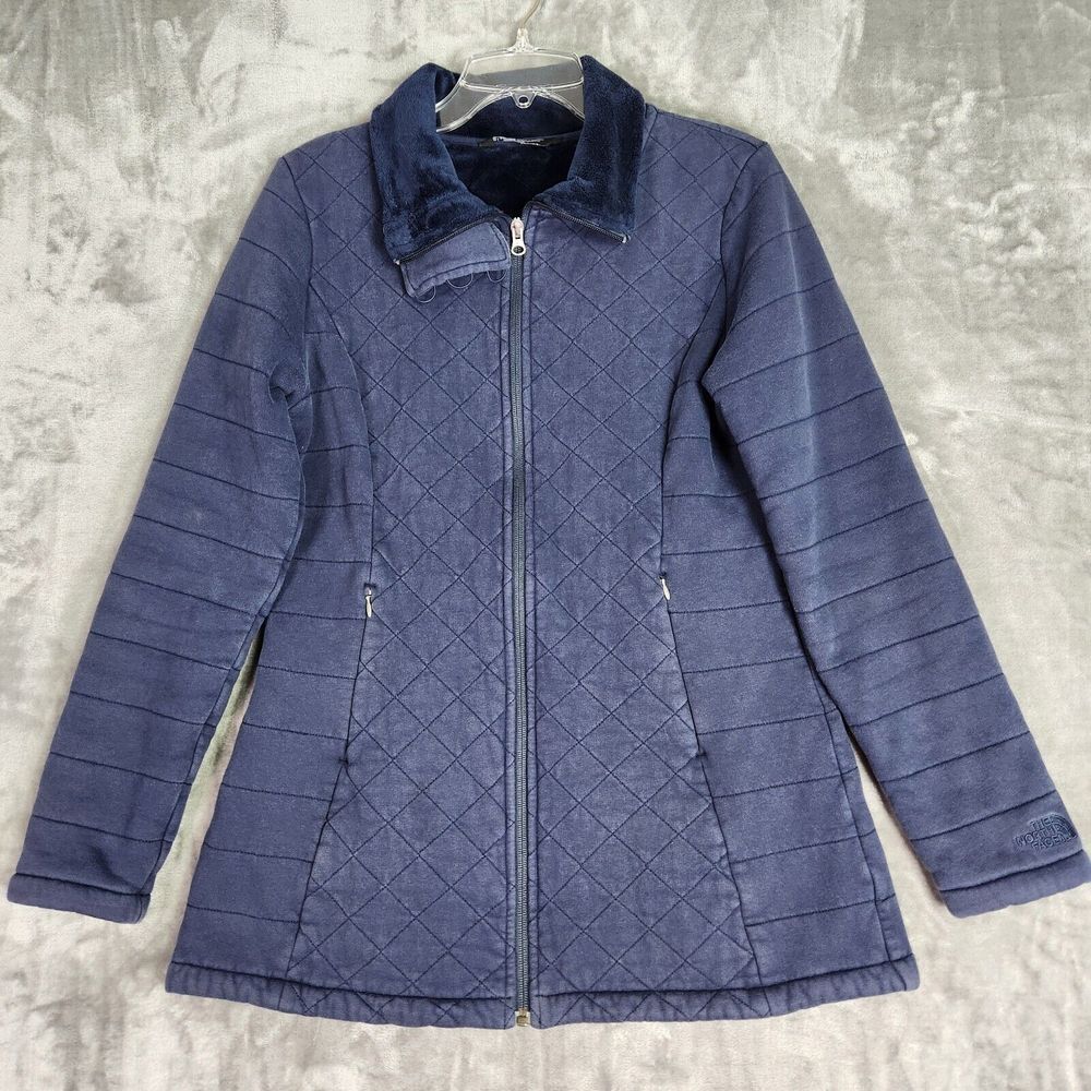 The North Face Jacket Womens M Navy Blue Caroluna Quilted Fleece Lined Full Zip
